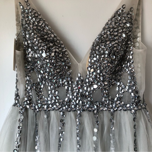 Jeweled Formal Dress with Slit - Picture 6 of 15